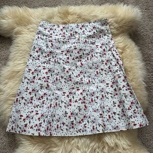 Y2K Floral A-Line Skirt in White and Red